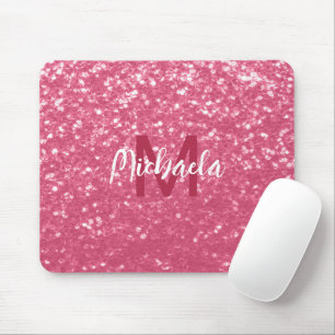 Alfombrilla De Ratón Rosa claro rosa falsos destellos brillo Monograma