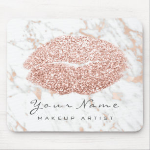 Alfombrilla De Ratón Rosa de Marble Blanco Purpurina Nombre Maquillaje 