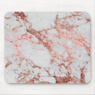 Alfombrilla De Ratón Rosa de oro de mármol moderno Purpurina