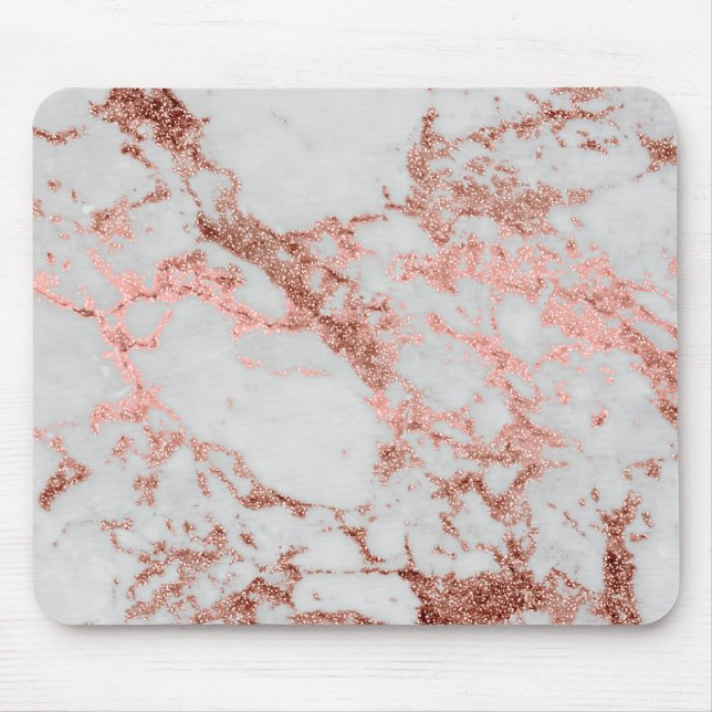 Alfombrilla De Ratón Rosa de oro de mármol moderno Purpurina (Frente)