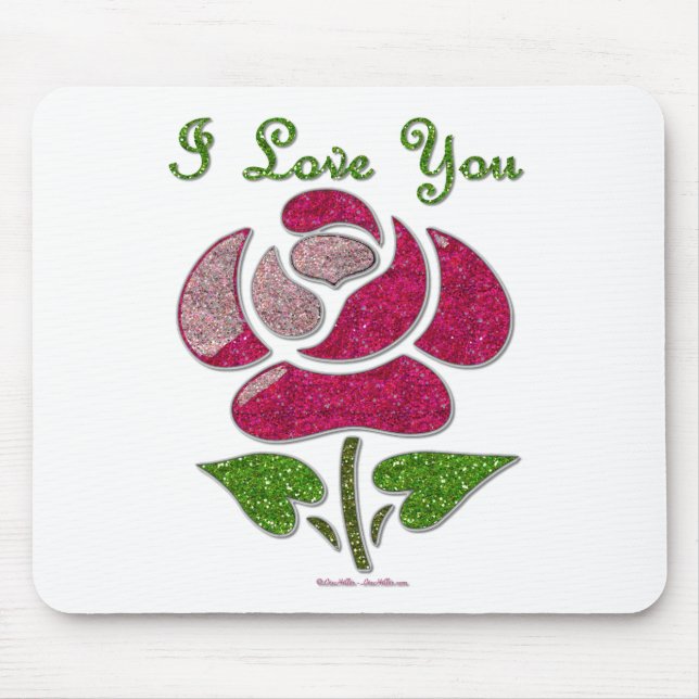 Alfombrilla De Ratón Rosa de plantilla rosa te amo (Frente)