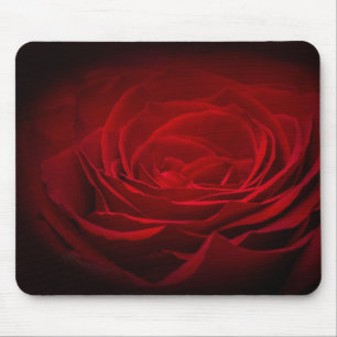 Alfombrilla De Ratón Rosa De Sangre Roja Profunda En Negro