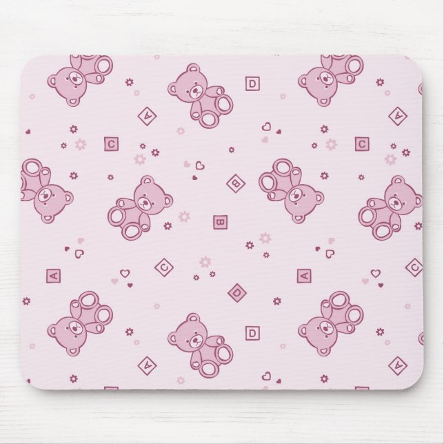 Alfombrilla De Ratón Rosa del fondo de los osos de peluche (Frente)