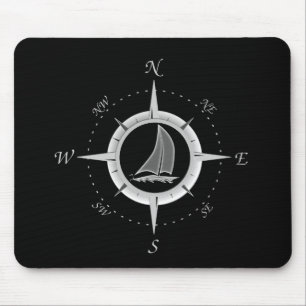 Alfombrilla De Ratón Rosa del velero y de compás