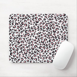 Alfombrilla De Ratón Rosa Dorado Elegante Estampado Leopardo Negro