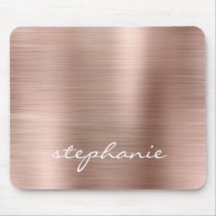 Alfombrilla De Ratón Rosa Dorado Falso Metal Personalizado Cepillado