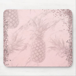 Alfombrilla De Ratón Rosa dorado glitter piña chic tropical