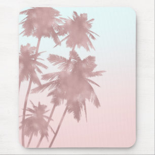 Alfombrilla De Ratón Rosa dorado Palmas rosadas de la playa Ombre Palme