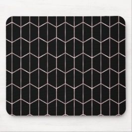 Alfombrilla De Ratón Rosa Dorado y Negro Hexágono Geométrico Glamour