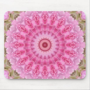 Alfombrilla De Ratón Rosa floral y Kaleidoscopio Jardín verde