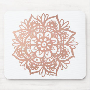 Alfombrilla De Ratón Rosa Gold Mandala Flor Rosa Mousepad