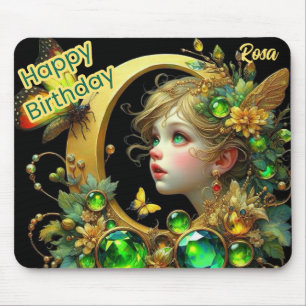 Alfombrilla De Ratón ROSA ~ Hada de ojos verdes ~ Mousepad