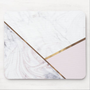 Alfombrilla De Ratón Rosa Mármol Dorado y Bronce Rosa Glam