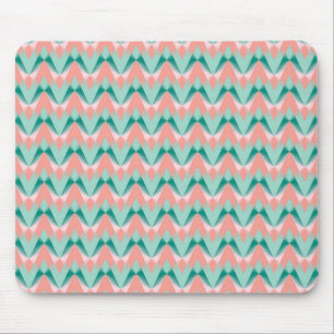 Alfombrilla De Ratón Rosa Melocotón Yukka Y Patrón Verde ZigZag