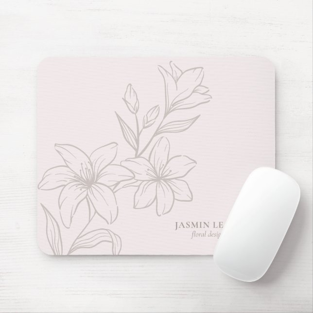 Alfombrilla De Ratón Rosa | Moda Floral mínima (Con ratón)
