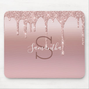 Alfombrilla De Ratón Rosa Monograma Purpurina dorado Drin Rubor Pink Tr