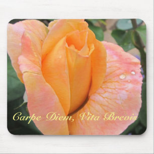 Alfombrilla de ratón - Rosa naranja con gotas de l