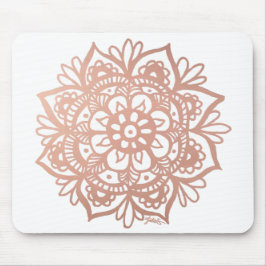 Alfombrilla De Ratón Rosa Oro Mandala Flor Rosa Mousepad