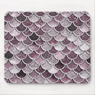 Alfombrilla De Ratón Rosa Oro Rubor Ombre Purpurina Mermaid Scales