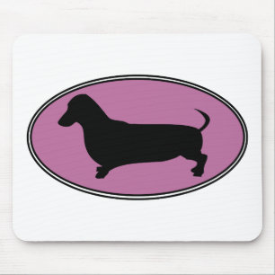 Alfombrilla De Ratón Rosa oval del Dachshund
