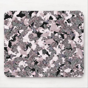 Alfombrilla De Ratón Rosa Plateado y Belleza Negra Derrame Brillo Glamo