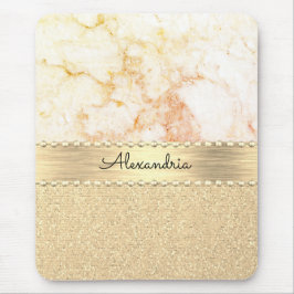 Alfombrilla De Ratón Rosa purpurina Marble de oro personalizado