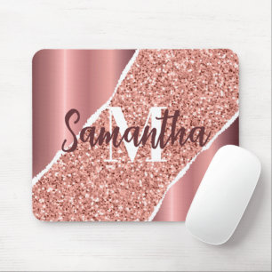 Alfombrilla De Ratón Rosa Purpurina Relieve metalizado dorado