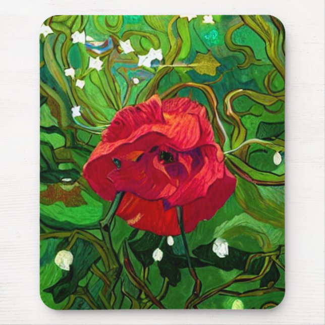 ALFOMBRILLA DE RATÓN ROSA ROJA  (Frente)