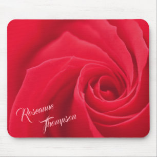 Alfombrilla De Ratón Rosa Roja Elegante Personalizada
