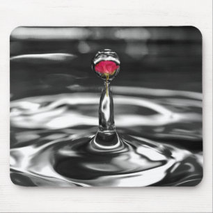 Alfombrilla De Ratón Rosa roja en droplet