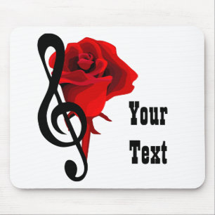 Alfombrilla De Ratón Rosa Roja y Mousepad de Música de Amor