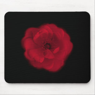 Alfombrilla De Ratón Rosa rojo. Fondo negro