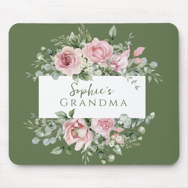 Alfombrilla De Ratón Rosa Rosa Blush Abuela (Frente)
