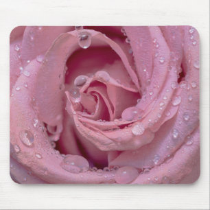 Alfombrilla De Ratón Rosa rosa con caídas de fondo