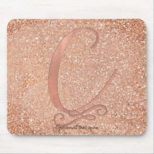 Alfombrilla De Ratón Rosa Rosa Rosa Dorado Glam Nombre inicial Letra C