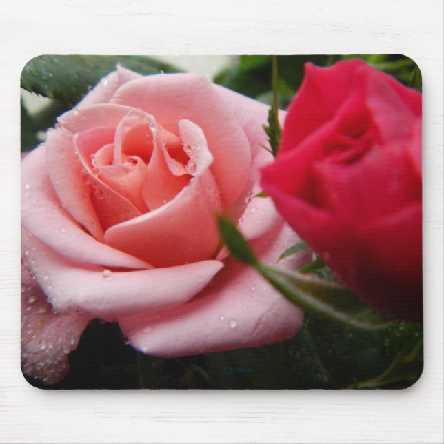 Alfombrilla De Ratón Rosa rosa y rosa rojo Día de la Madre (Frente)