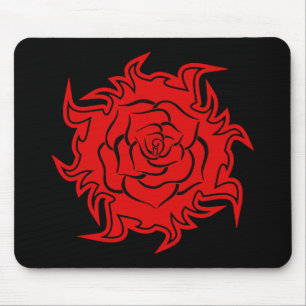 Alfombrilla De Ratón Rosa tribal en Mousepad rojo y negro