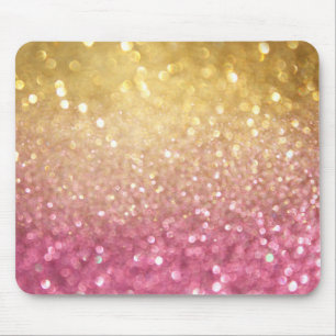 Alfombrilla De Ratón rosa y mirada del purpurina del oro
