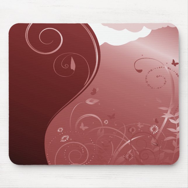 Alfombrilla De Ratón Rosa y Mousepad floral rojo (Frente)