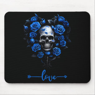 Alfombrilla De Ratón Rosas Azules Calavera Para Hombres Roca De Amor De