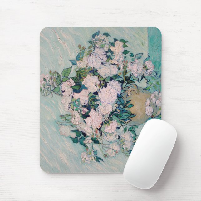 Alfombrilla De Ratón Rosas blancas-1890-Vincent van Gogh (Con ratón)