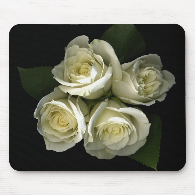 Alfombrilla De Ratón Rosas blancos Mousepad (Frente)
