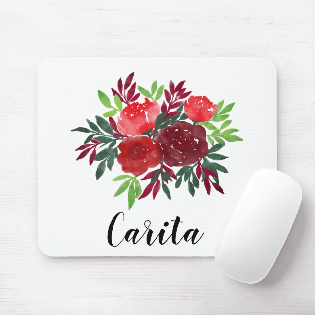 Alfombrilla De Ratón Rosas de acuarela personalizado Mousepad (Con ratón)