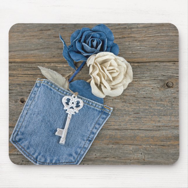 Alfombrilla De Ratón Rosas de Denim en Jean Pocket (Frente)