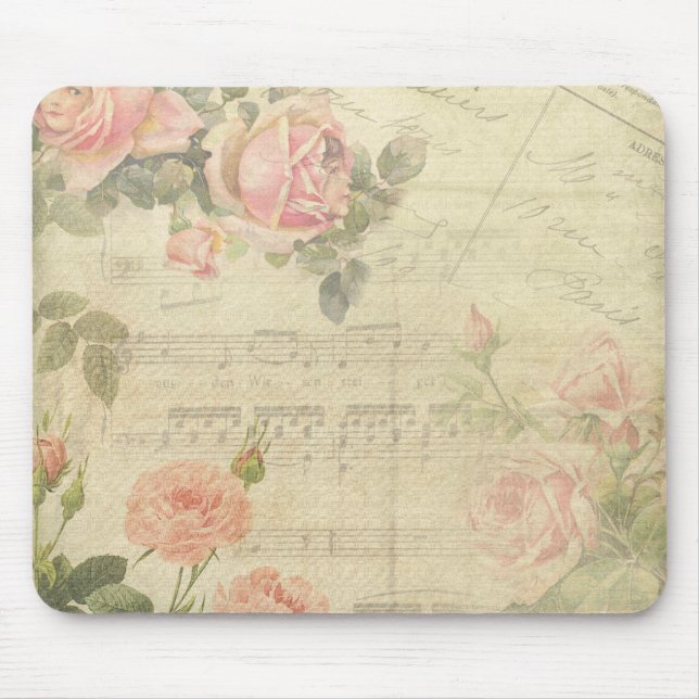 Alfombrilla De Ratón Rosas de época y Mousepad musical (Frente)