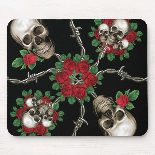 Alfombrilla De Ratón Rosas de los cráneos n (Frente)