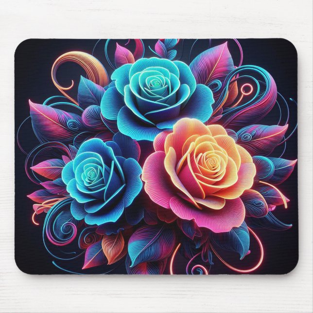 Alfombrilla De Ratón Rosas Neon (Frente)