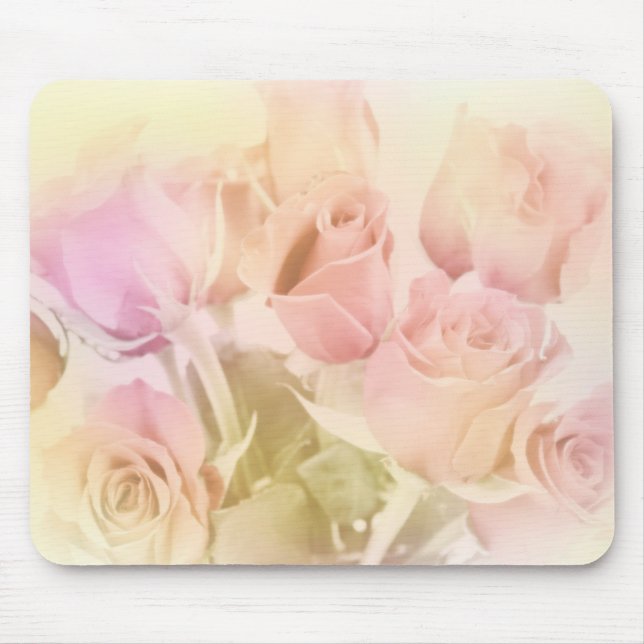 Alfombrilla De Ratón Rosas Pastel Suave (Frente)