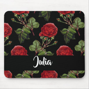 Alfombrilla De Ratón Rosas rojas de nombre personalizado