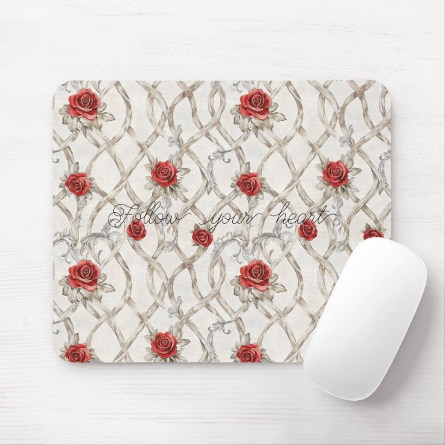 Alfombrilla De Ratón Rosas Rojas Floral (Con ratón)